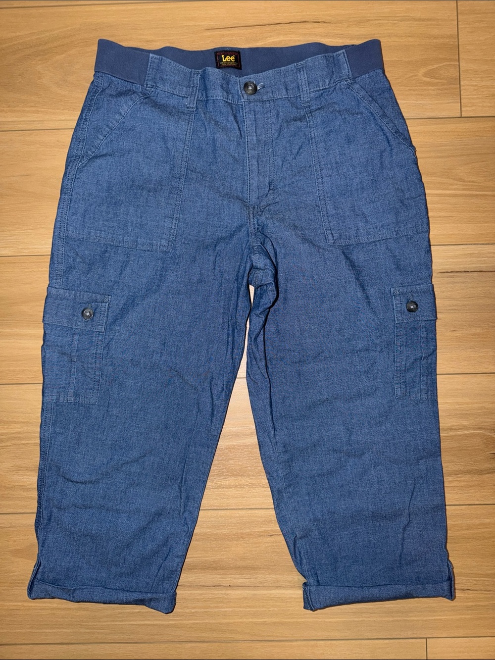 Lee Women's Indigo Cargo Pants with Elastic Waistband